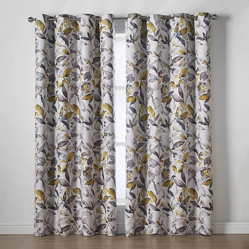 Image of Giverny Blackout Ready Made Eyelet Curtains Ochre