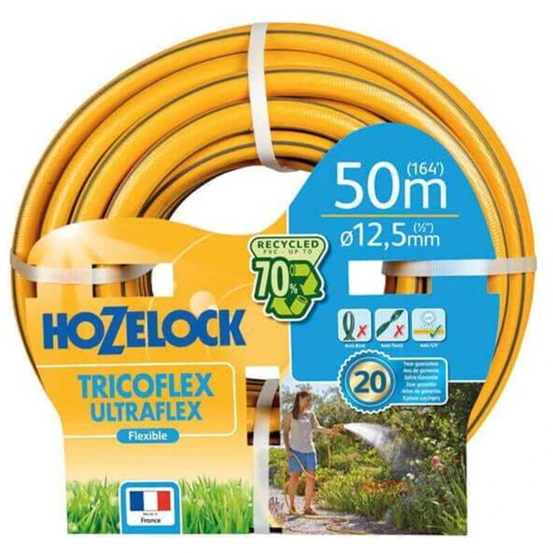 Image of Hozelock Tricoflex Ultraflex Anti Kink and Anti Twist Hose Pipe 1/2" / 12.5mm 50m Yellow ULTRAFLEX