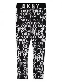 Image of DKNY Girls All Over Print Legging, Black, Size Age: 8 Years, Women