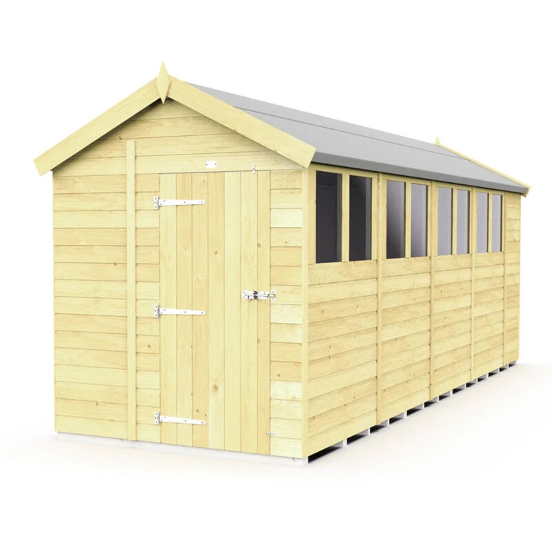 Image of Flat Pack Sheds DIY Sheds 7 x 18 Apex Shed, Brown 7X18AFF