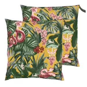 Image of Medinilla Large 70cm Outdoor Floor Twin Pack Cushion Mustard