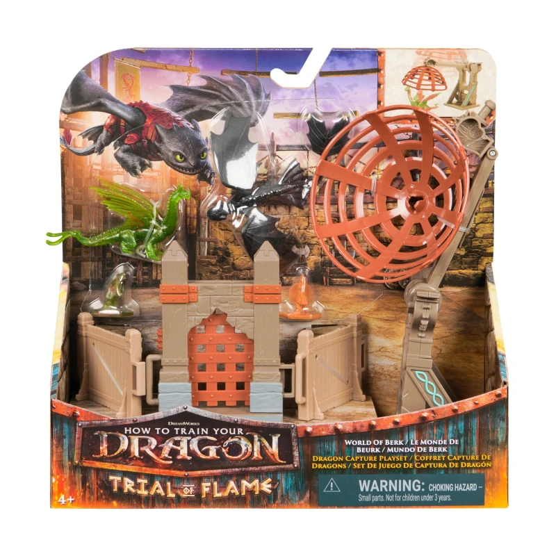 Image of DreamWorks Dragons Drachenzahmen leicht gemacht - Trial of Flame Drachen-Arena Spielset Drachenkafig mit Drachen- und Wikingerfiguren spannendes A