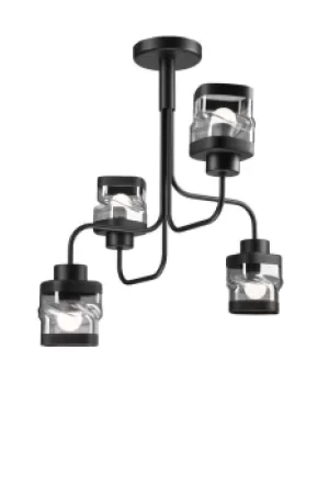Image of Hugo Multi Arm Semi Flush Ceiling Light Black, 4x E27