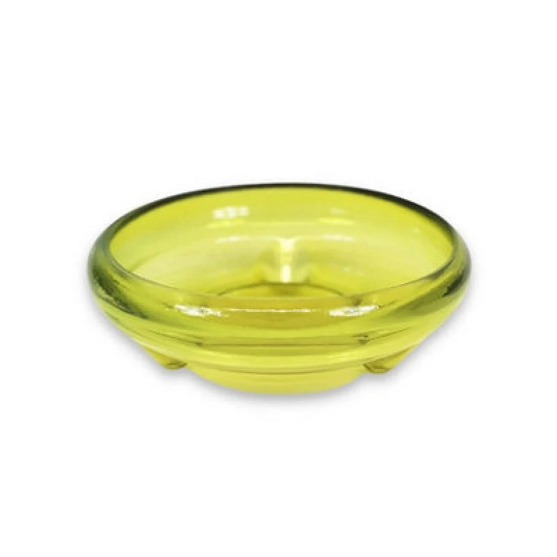 Image of Verano Spanish Ceramics Recycled Glass Kitchen Dining Room Home Decor Ola Footed Glass Bowl - Yellow 24.5Cm (W)