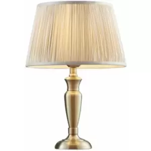 Image of Table Lamp Antique Brass Plate & Oyster Silk 60W E27 Base & Shade e10534