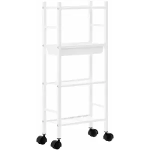 Image of Premier Housewares Dara 4-Tier White Trolley with Basket