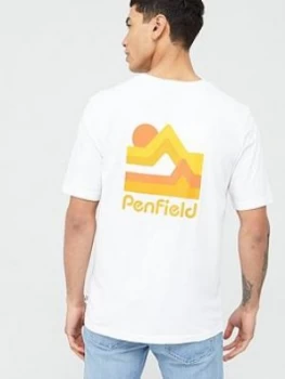 Image of Penfield Wallpole Chest Logo & Back Print T-Shirt - White
