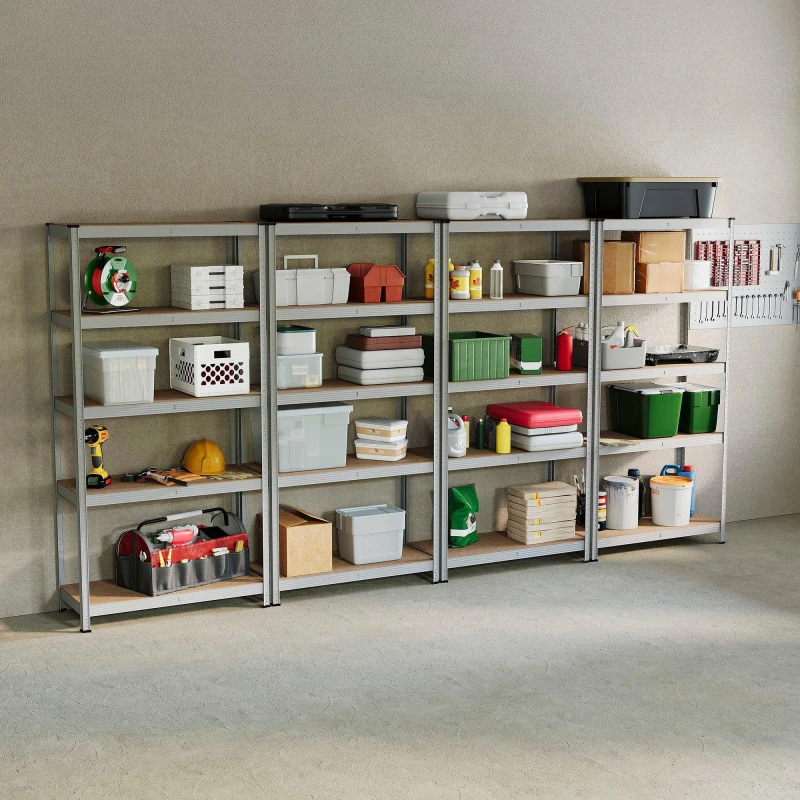 Image of Lassic 5 Tier Heavy Duty Steel Garage Shelving - 4 Bay Galvanised unisex 5 Tier