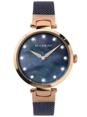 Image of Accurist Ladies Contemporary Rose Gold Plated Blue Mother Of Pearl...