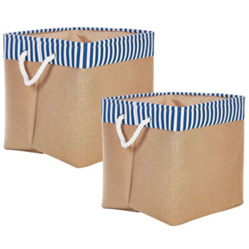 Image of Beliani Set Of 2 Baskets Tugul Cotton Beige