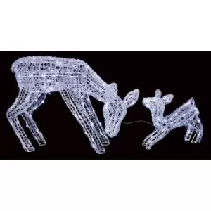 Image of White LED Mother & Baby Deer Silhouette