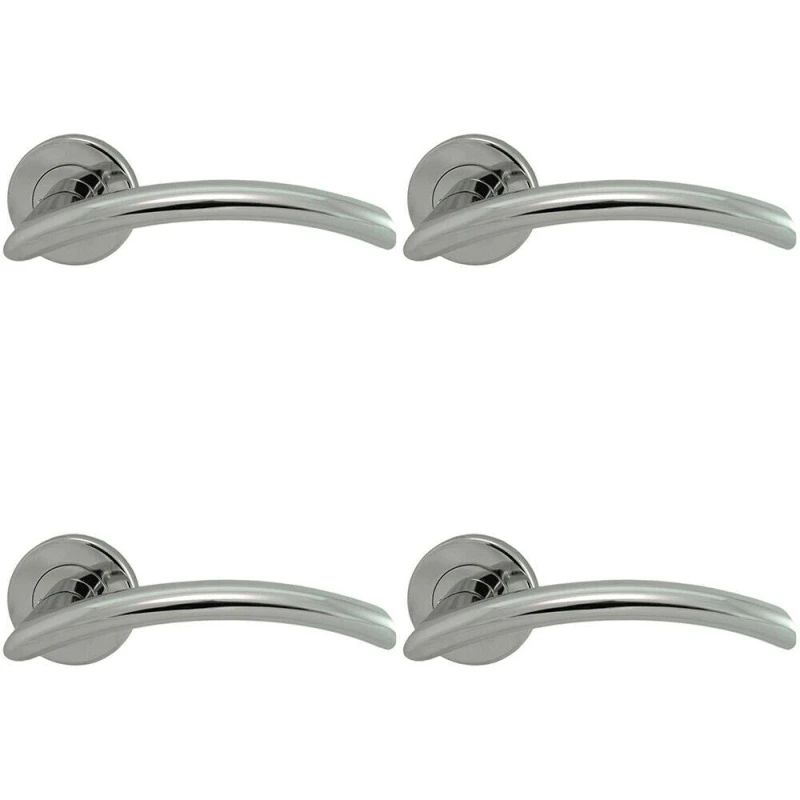 Image of Loops 4x PAIR Oval Shaped Arched Bar Handle Concealed Fix Round Rose Polished Chrome Multi