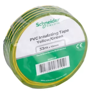 Image of Schneider Electric 2420115 PVC Tape 19mm x 33m Yellow/Green