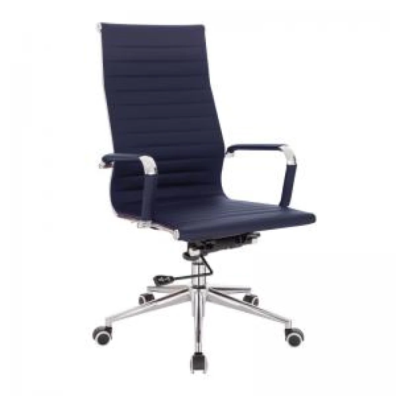 Image of Aura Nautilus Designs Aura Contemporary High Back Bonded Leather Executive Office Chair With Fixed Arms Blue - BCL/9003/BL BCL/9003/BL