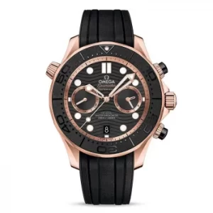 Image of Omega Seamaster 18ct Rose Gold Black Rubber Strap Watch