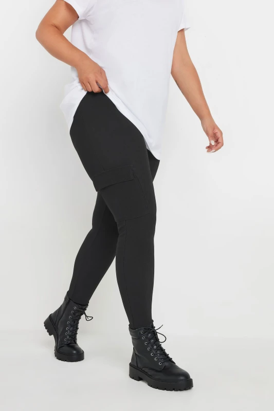 Image of Yours Womens Cargo Leggings in Black Size: 16 Black Female 16