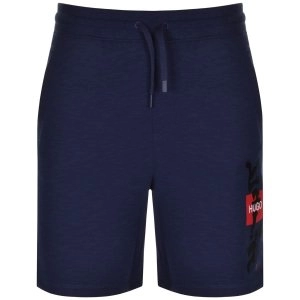 Image of Hugo Boss Diz 212 Red Patch Logo Jersey Shorts Navy Size XL Men