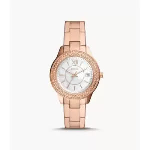 Image of Fossil Womens Stella Three-Hand Date Rose Gold-Tone Stainless Steel Watch - Rose Gold