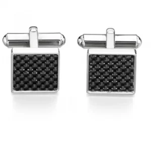Image of Fred Bennett Stainless Steel Black Carbon Fiber Textured Square...