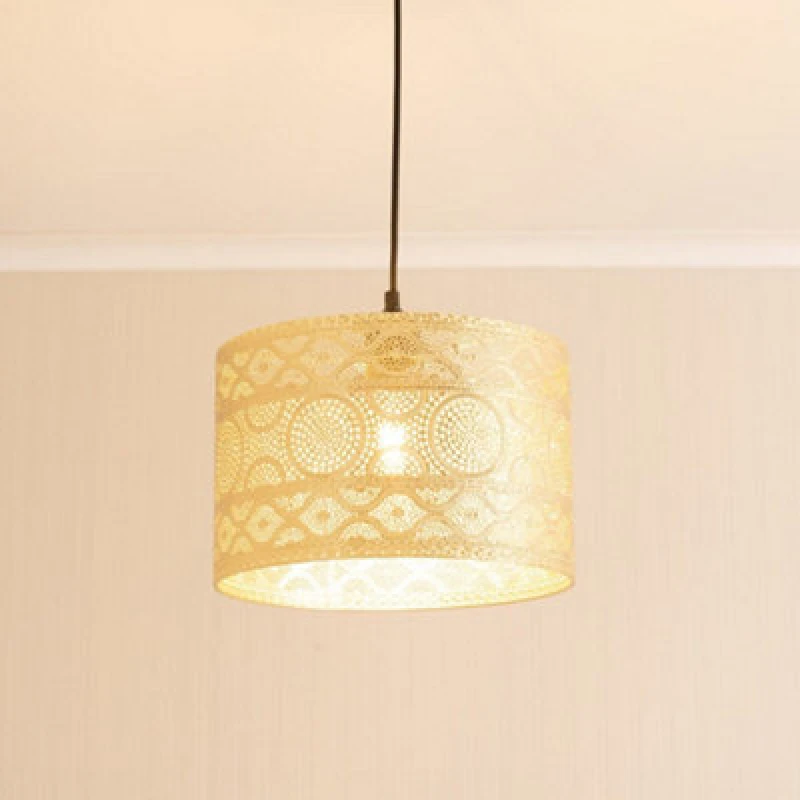Image of ValueLights Casablanca Gold Easy Fit Metal Drum Lamp Shade Gold