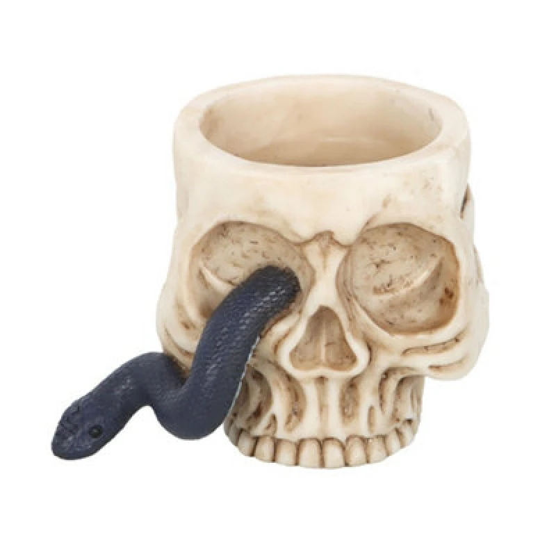 Image of Something Different Something Different Skull & Snake Tealight Holder in White White One Size Unisex 5063750604237