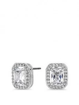 Image of Jon Richard Jon Richard Cubic Zirconia Rectangle Halo Stud Earrings