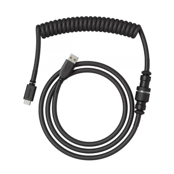 Image of Glorious PC Gaming Race Coiled Cable Phantom Black USB-C to USB-A Braided - 1.37m Black (GLO-CBL-C