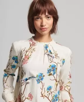 Image of Superdry Long Sleeve Woven Embroidered Top