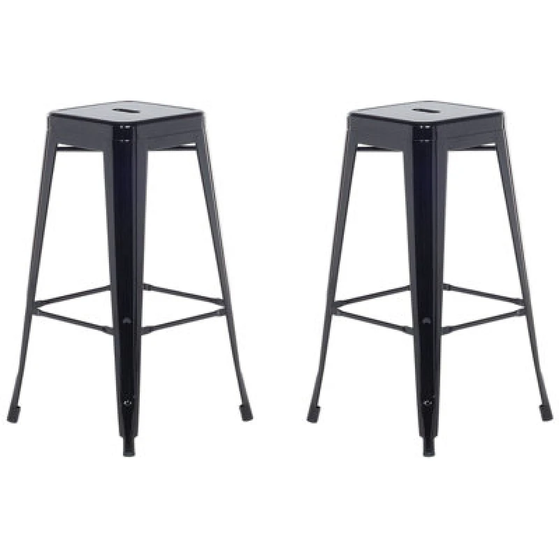 Image of BELIANI Beliani - Set of 2 Modern Dining Room Living Room Steel Bar Stools 76cm Black Cabrillo 89960