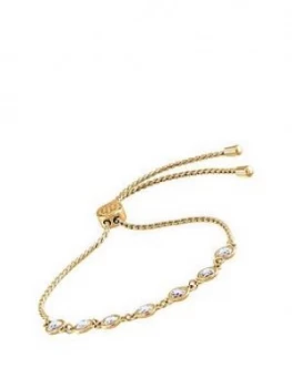 Image of Tommy Hilfiger Classic Gold Plated And Cubic Zirconia Ladies Toggle Bracelet