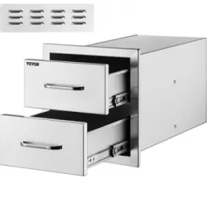 Image of 17.7"x20.5" OUTDOOR KITCHEN / BBQ ISLAND STAINLESS STEEL DOUBLE STORAGE DRAWERS
