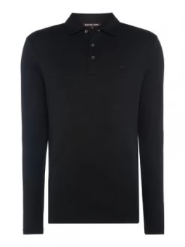 Image of Mens Michael Kors Long Sleeve Slim Fit Polo Shirt Black