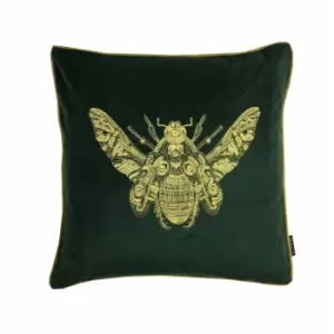Image of Riva Home Cerana Bee Design Cushion Cover (50 x 50cm) (Emerald Green)
