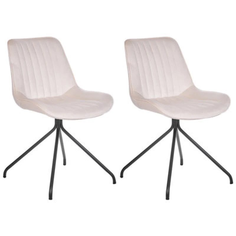 Image of Beliani Set Of 2 Dining Chairs Navasota Velvet Beige