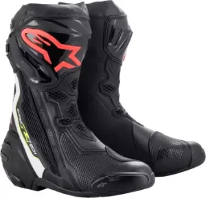 Image of Alpinestars Supertech R Motorcycle Boots, black-red-yellow, Size 48, black-red-yellow, Size 48