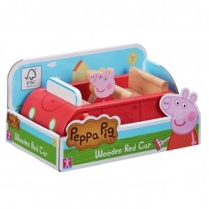Image of Peppa Pig Wood Play Family Car and Figure Playset