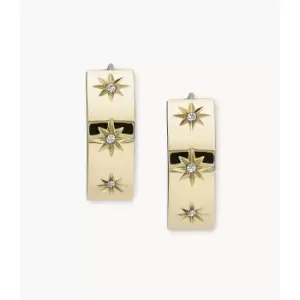 Image of Fossil Womens Sutton Shine Bright Gold-Tone Stainless Steel Hoop Earring - Gold