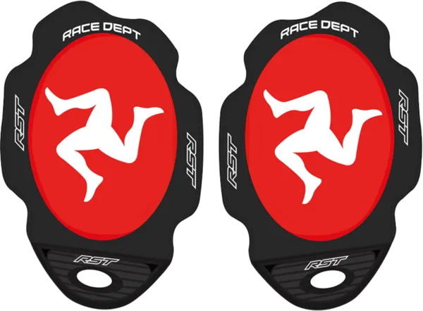 Image of RST Standard Knee Sliders Flag Series Manx Red White Size