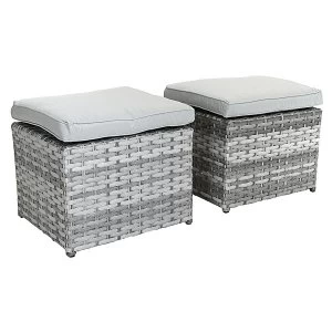 Image of Charles Bentley Pair of Milano Rattan Footstools