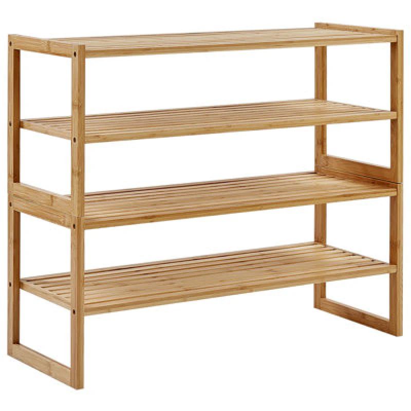 Image of Beliani Shelving Unit Uvalda Bamboo Wood Light Brown