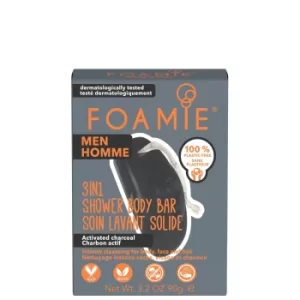 Image of FOAMIE Men 3-in-1 Shower Bar with Activated Charcoal 90g