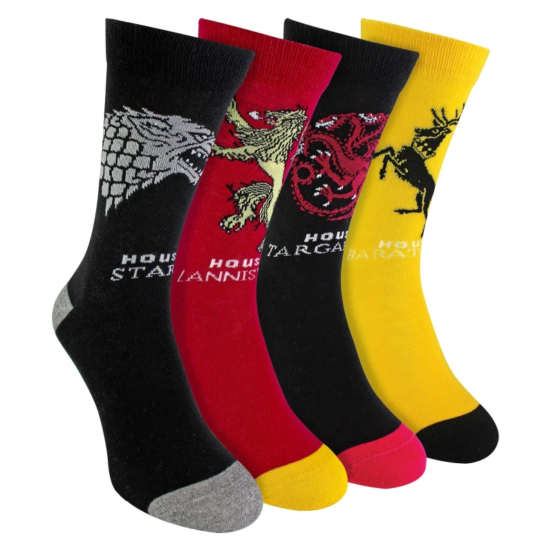 Image of Game Of Thrones Men 4 Pack Novelty Game Of Thrones Houses Socks Size: 6-11 Multi 6-11 Male 5056632625734