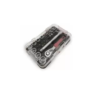 Image of Lumberjack Socket & Bit Set Metric 25 PC 1/4" Drive Ratchet in Pocket Size Case