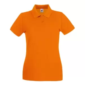 Image of Fruit Of The Loom Ladies Lady-Fit Premium Short Sleeve Polo Shirt (XS) (Orange)