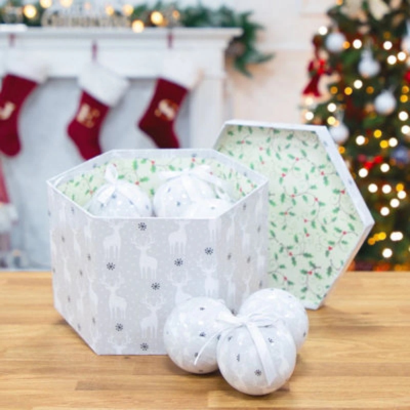 Image of Christmas Workshop 14pc White & Silver Reindeer Baubles