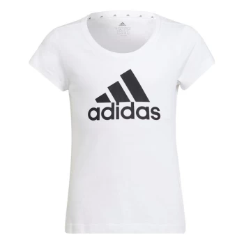 Image of adidas Girls Essentials Linear T-Shirt - Wht/Blk BOS