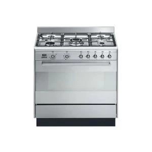 Image of SMEG SUK91MFX9 Concert 90cm Single Oven Dual Fuel Range Cooker - Stainless Steel