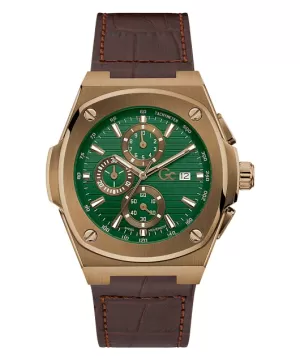 Image of Gc Green and Brown 'Spirit Tonneau' Chronograph Watch - y83002g5mf - bronze