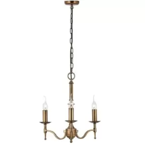 Image of Avery Ceiling Pendant Chandelier Light 3 Lamp Antique Brass Curved Candelabra