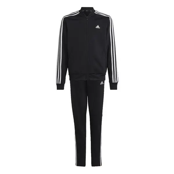 Image of adidas 3-Stripes Zip Tracksuit Poly Tracksuits 7-8 Years Black 63817303175
